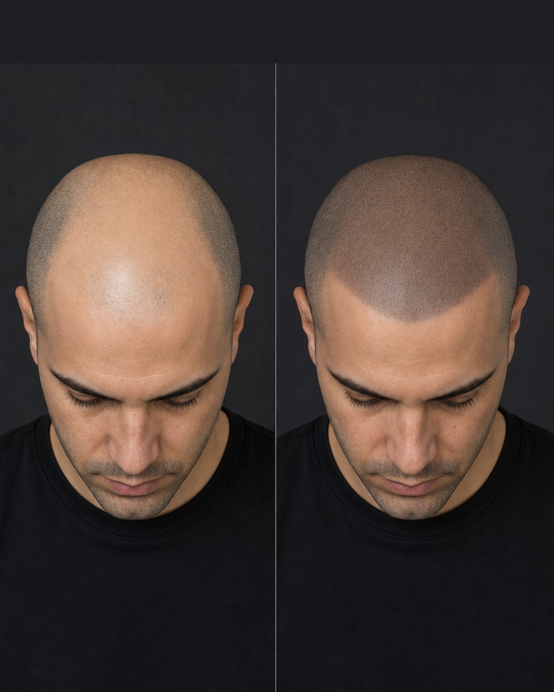 Before and after scalp micropigmentation — case 6